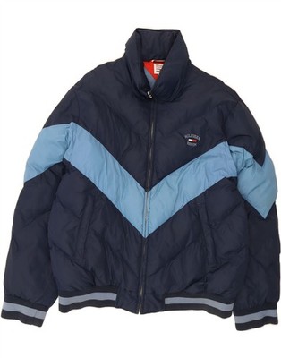 Tommy Hilfiger Herren Wattierte Jacke UK 42 XL Navy Blau Colourblock Nylon R109