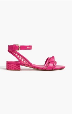 Alexandre Birman Clarita 30 embroidered mesh trim leather sandal - Size 38.5