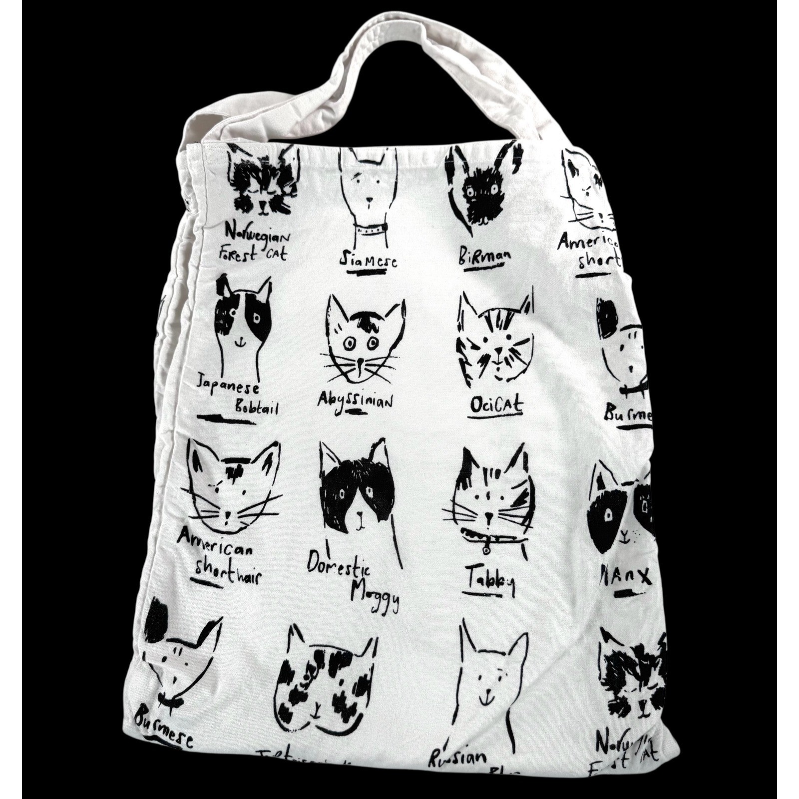 Cat Breeds Graphic Tote Bag Novelty Print Cats CANVAS SHOULDER BAG