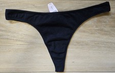 NWT Vintage Victoria's Secret PINK Black Cotton Skinny Side Thong Panties S