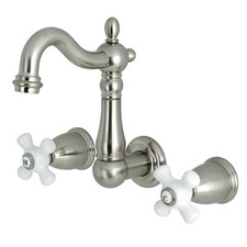 Kingston Brass KS122.PX Heritage 1.2 GPM Wall Mounted Widespread - Nickel