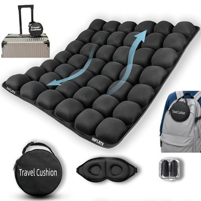 Travel Cushion Inflatable Air Bubble 42 Cells Adjustable Black SD01 2PCS Soundur
