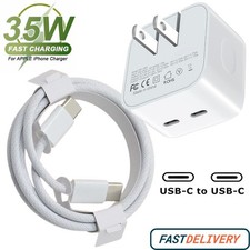Dual Port For iPhone 17 16 15 Fast Charger Type C 35W Adapter PD 60W USB C Cable