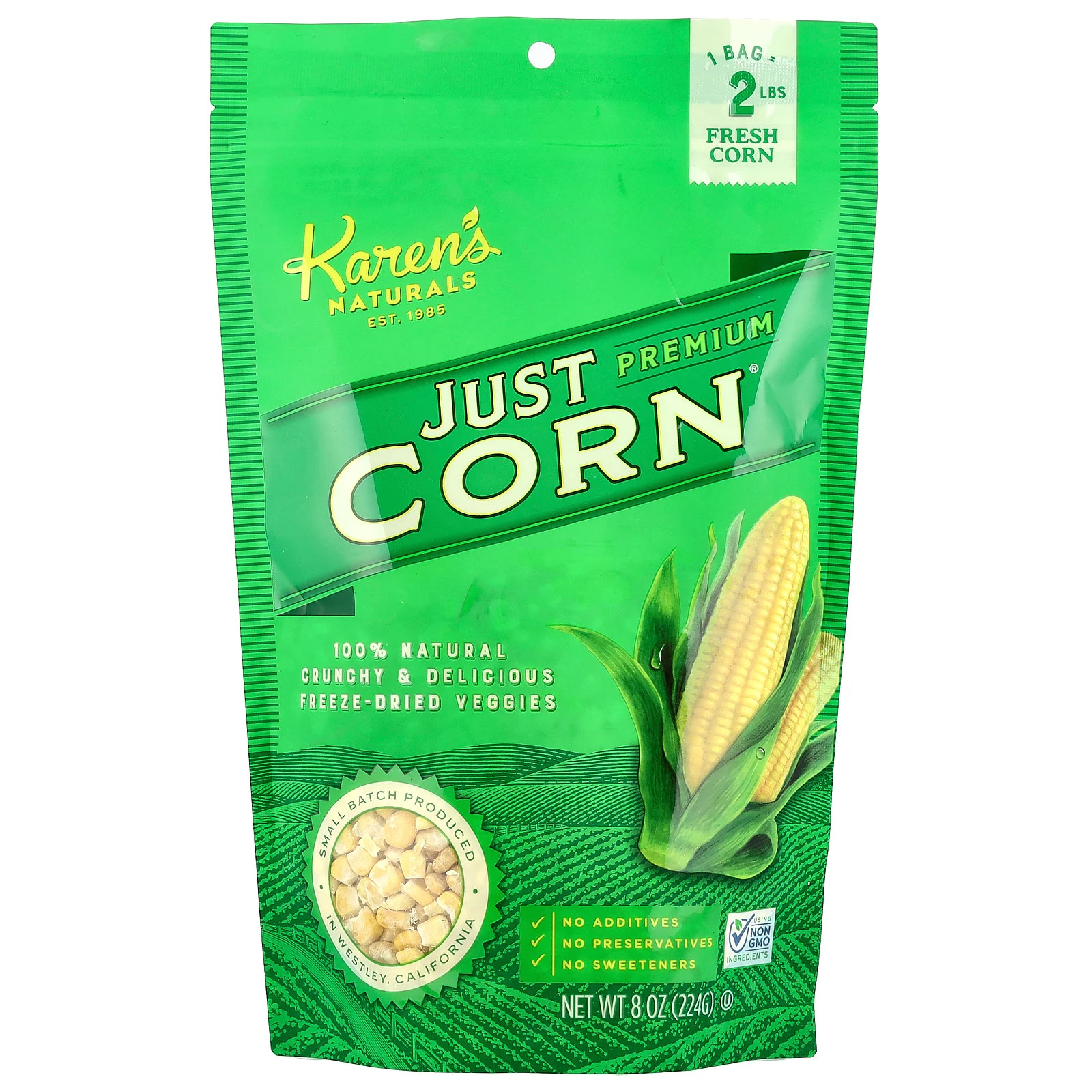 Karen s Naturals Премиум сублимированные овощи Just Corn 8 унций 224 г All-Natural 3290₽