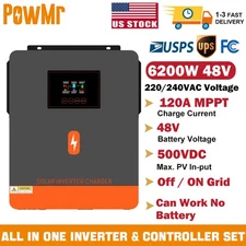 6200W 48V Hybird Solar Inverter Charger Off Grid 220V 120A MPPT Solar Controller