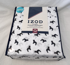 6 pc IZOD White Black Queen Sheet Set NIP