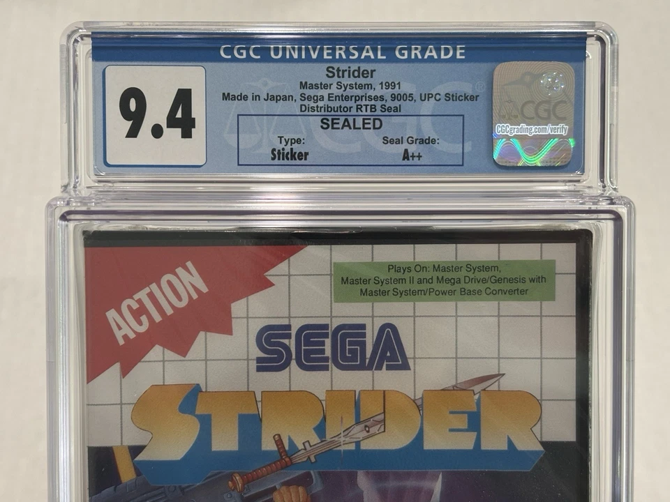 Strider Sega Master System SMS CGC Graded 9.4, A++ Sealed US UPC Rare Brand New - Image 3 of 4
