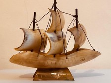 Medium Hand Crafted Natural Horn Sail Boat
