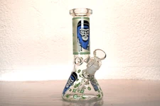 8" Glass Hookah Water Pipe beaker w/ Glass Bowl Green Glow in Dark