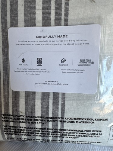 Pottery Barn Riviera Striped Blackout Curtain Drape, 50x108, CHARCOAL 1550110 - Picture 3 of 4