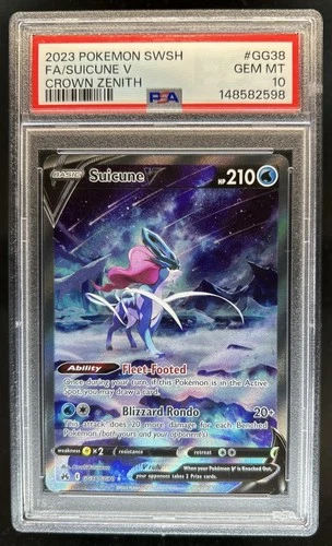 2023 Pokemon SWSH Crown Zenith Suicune V Galarian Gallery #GG38/GG70 PSA 10
