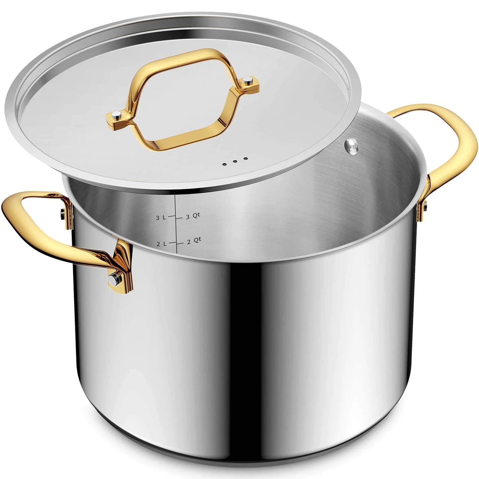 6 Quart Stainless Steel Stockpot with Lid, Induction Compatible Cooking Pots,...