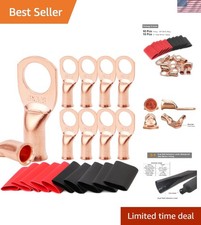 Heavy Duty 6 AWG-3/8 Ring Terminals with 10 Heat Shrink Tubes for Durable Wiring