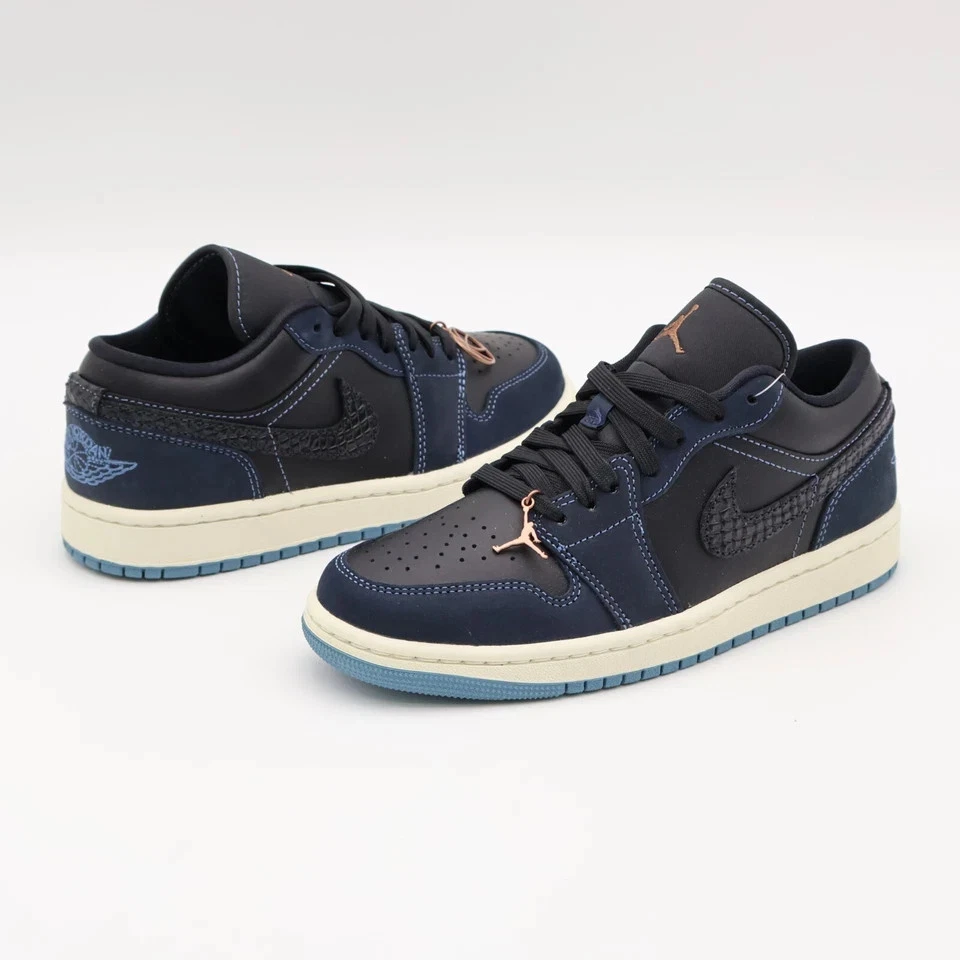 Nike Air Jordan 1 Zapatillas bajas "Piel de serpiente azul marino" Obsidian para mujer de lujo de calle Foto 4 de 4