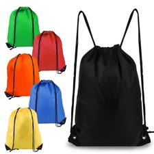 Drawstring Backpack 6Pcs Gym Bags Black Draw Medium, Multicolor