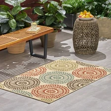 Direct Wicker DJ-65884.00 33 X 5 Multicolored Outdoor Area Rug Mandala Design