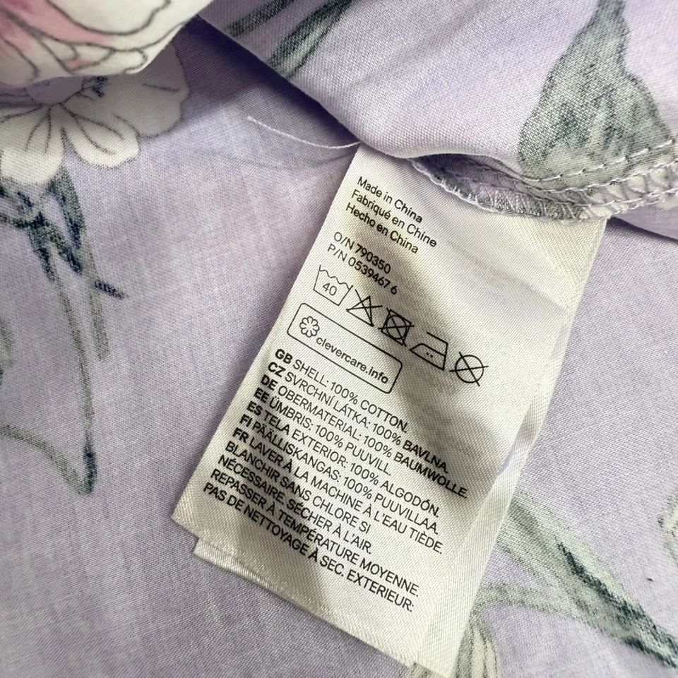 H&M Blouse Women's 2 Floral Ruffl Long Sleeve Button Down Lavender Coquette - Image 4 of 4