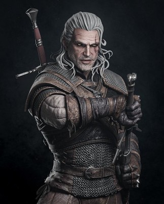 Geralt - The Witcher 3D Druck Fan-Art Figur  1:6 (380mm)