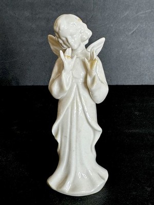 Vintage Dresden Porcelain Angel Figurine Germany White Hands Apart 4.5  Damaged
