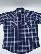 Ely Cattleman Men's Pearl Snap Western Plaid Shirt Size XL Vintage Short Sleeve