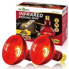 2 Pack Infrared Heat Lamp, 100W Red Basking Spot Light for Reptiles