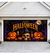 GarageBuddy Happy Halloween Vinyl Garage Door Backdrop Reusable 15x7