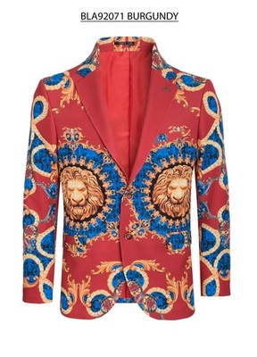 New Mens Red Baroque Lion Print Blazer Jacket Bold Party Luxury Size 36 Small