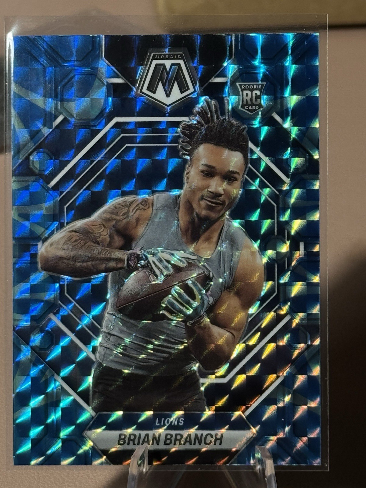 2023 Panini Mosaic #287 Brian Branch Reactive Blue Mosaic