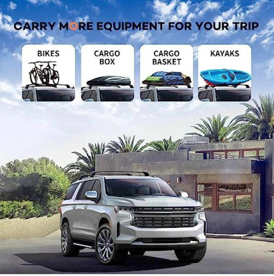 Barras transversales de techo de alta resistencia de 330 lb compatibles con Chevrolet Suburban y Tahoe Foto 3 de 4