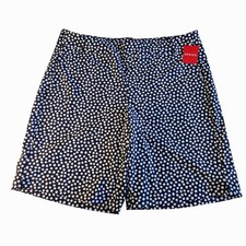 SPANX Bermuda Shorts 10" Women XL Navy Blue Pokadot Strechy Pull On Nautical NEW