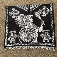 Poncho-Serape- Gab n Handmade Mexico Wool. MEXICAN PONCHO AZTEC WARRIOR