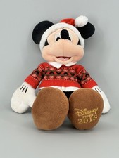 Disney Store Mickey Mouse Christmas Plush 2018 Holiday Sweater Santa Hat