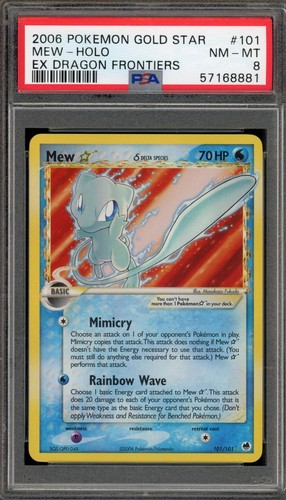 Pokemon Mew Gold Star Holo EX Dragon Frontiers 101/101 PSA 8