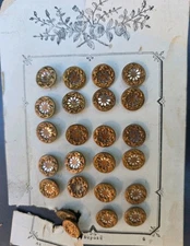 Card Of 24 Depose' Vintage French Metal Petite Mirror Buttons 
