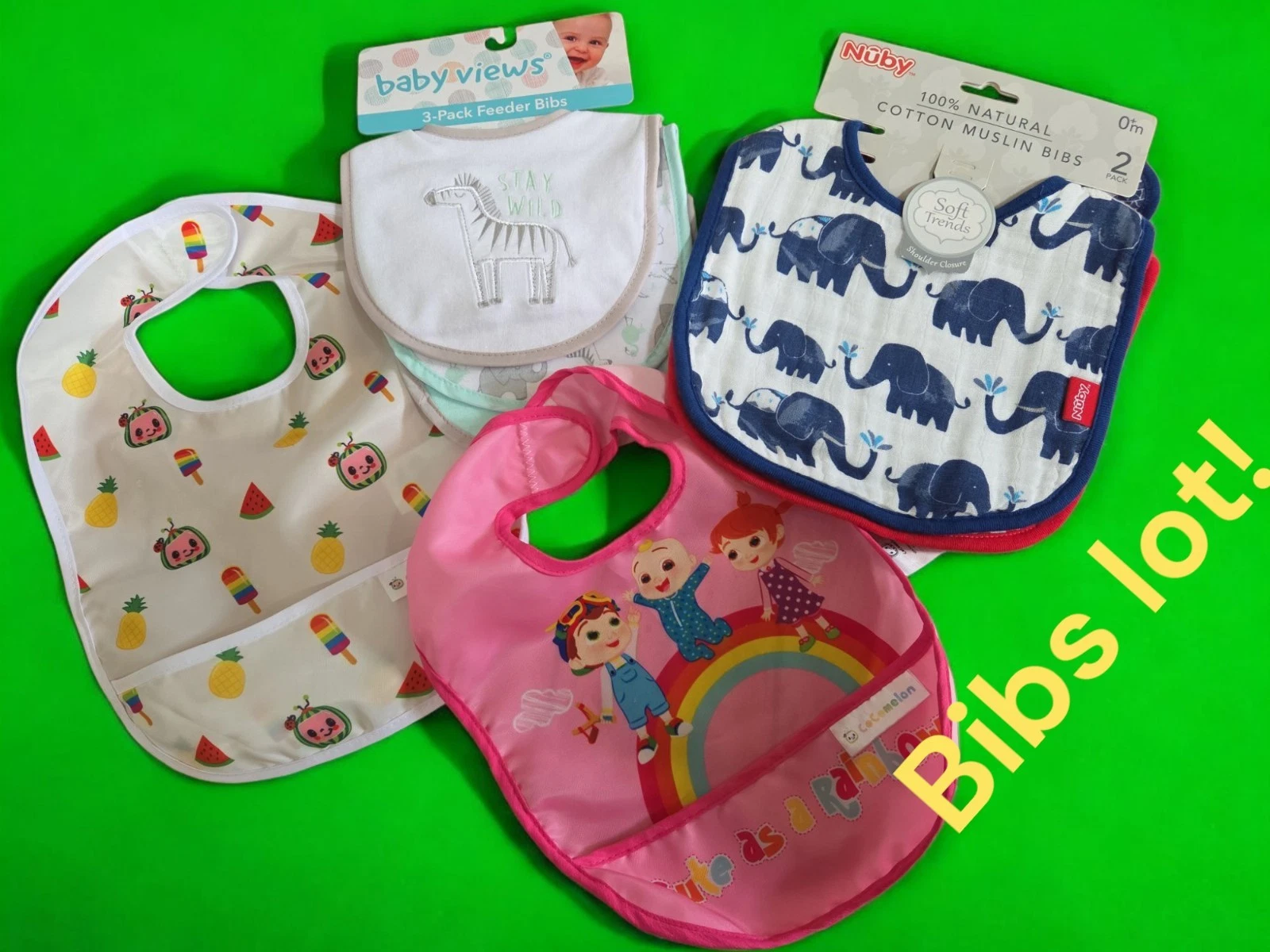 Lot Of 7 Bibs Cocolemin Muslin Babyview