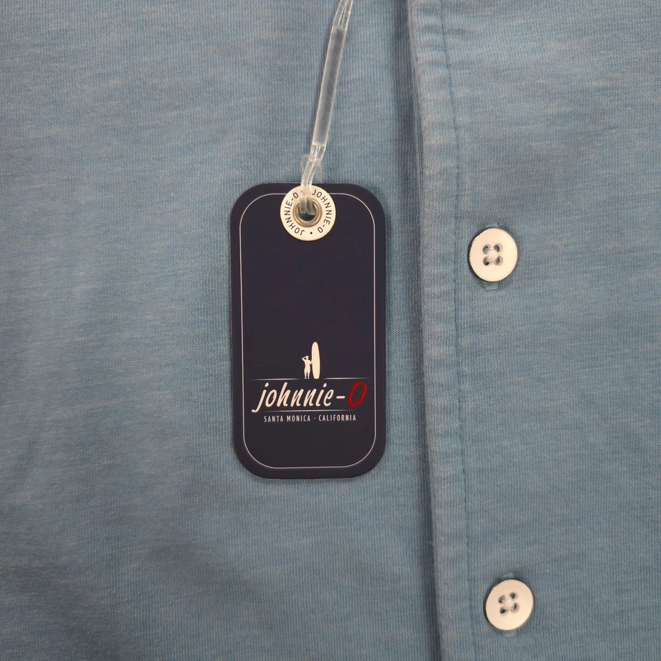 Johnnie O Shirt Mens Medium Blue Cay Crouch Hangin Out Beach Surfer Preppy NEW - Image 4 of 4