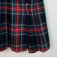 Vintage Ann Stevens Plaid Tartan Pleated Skirt Size 5/6