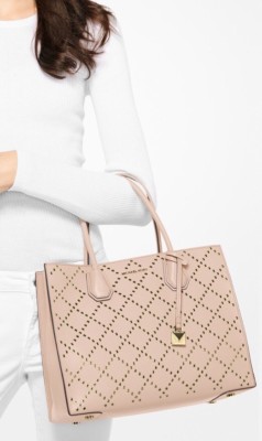 Michael Kors Soft Pink Leather Mercer Grommet Large Convertible  