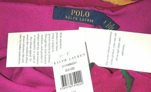 POLO RALPH LAUREN SHIBORI SETA MAXI SENZA MANICHE ROSA A-LINE NUOVO PREZZO £429 - Foto 7 di 7