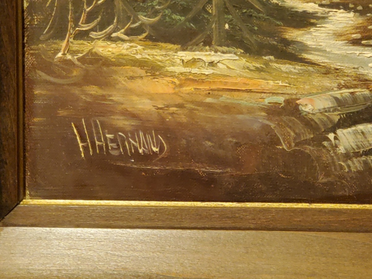 Vintage Mid 20th Century 1950s Original Framed Alpine Painting