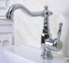 Polished Chrome Swivel Spout Kitchen Wet Bar Bathroom Faucet Mixer Tap snf924