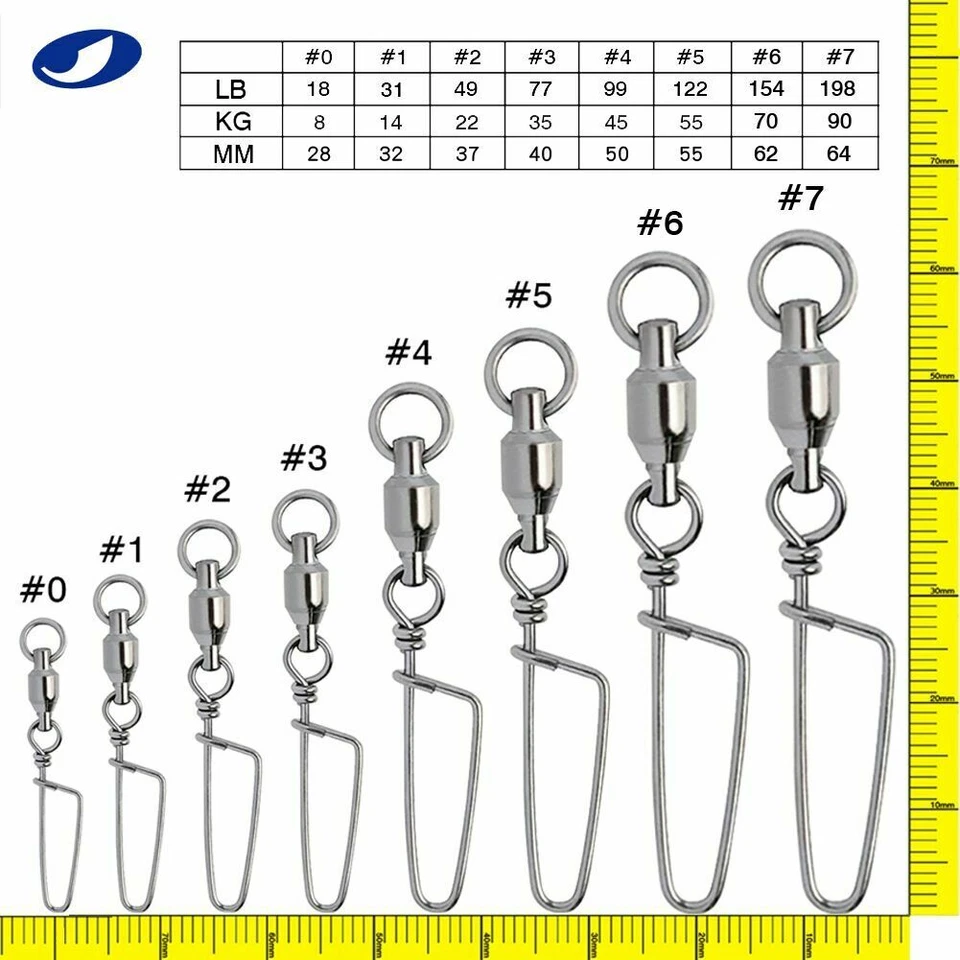 Ball Bearing Swivel with Coast Lock Swivel Snap Fishing Tackle Connectors - Image 2 of 4