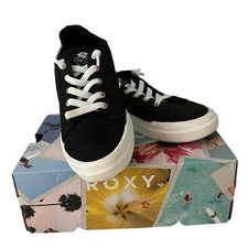 ROXY Girls Size 4 Black Rae Canvas Sneakers Slip On Shoes