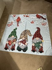 Three Gnomes Christmas Shower Curtain Bathroom Decor Cardinal Plaid Snow