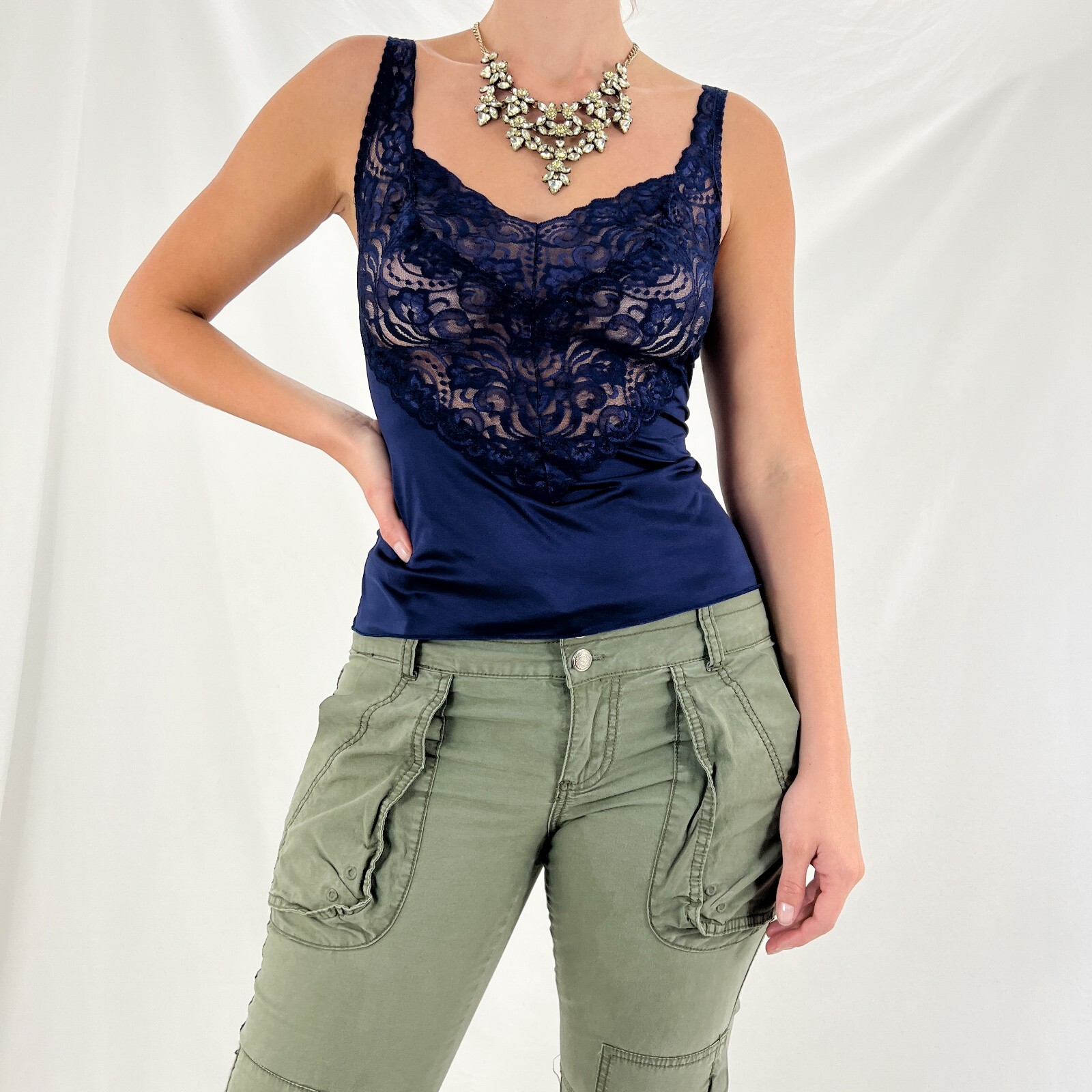 royal blue silk tank top