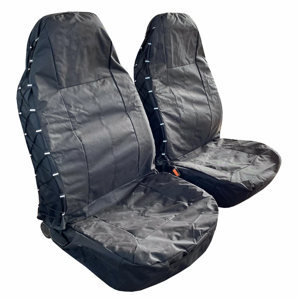 Waterproof Canvas High Back Black Pocket Car Seat Covers For RAM Promaster 2500 - Image 2 of 4