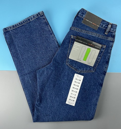 NWT- NEW PERRY ELLIS AMERICA 33x30 Blue Denim LOOSE FIT Zip Fly JEANS