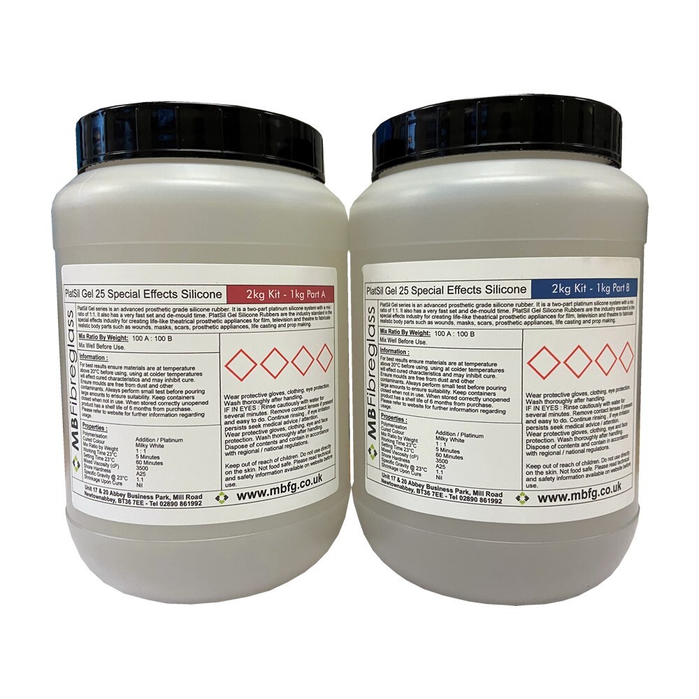 PlatSil Gel 25 Special Effects Prosthetic Skin Safe Silicone Rubber - 2kg Kit