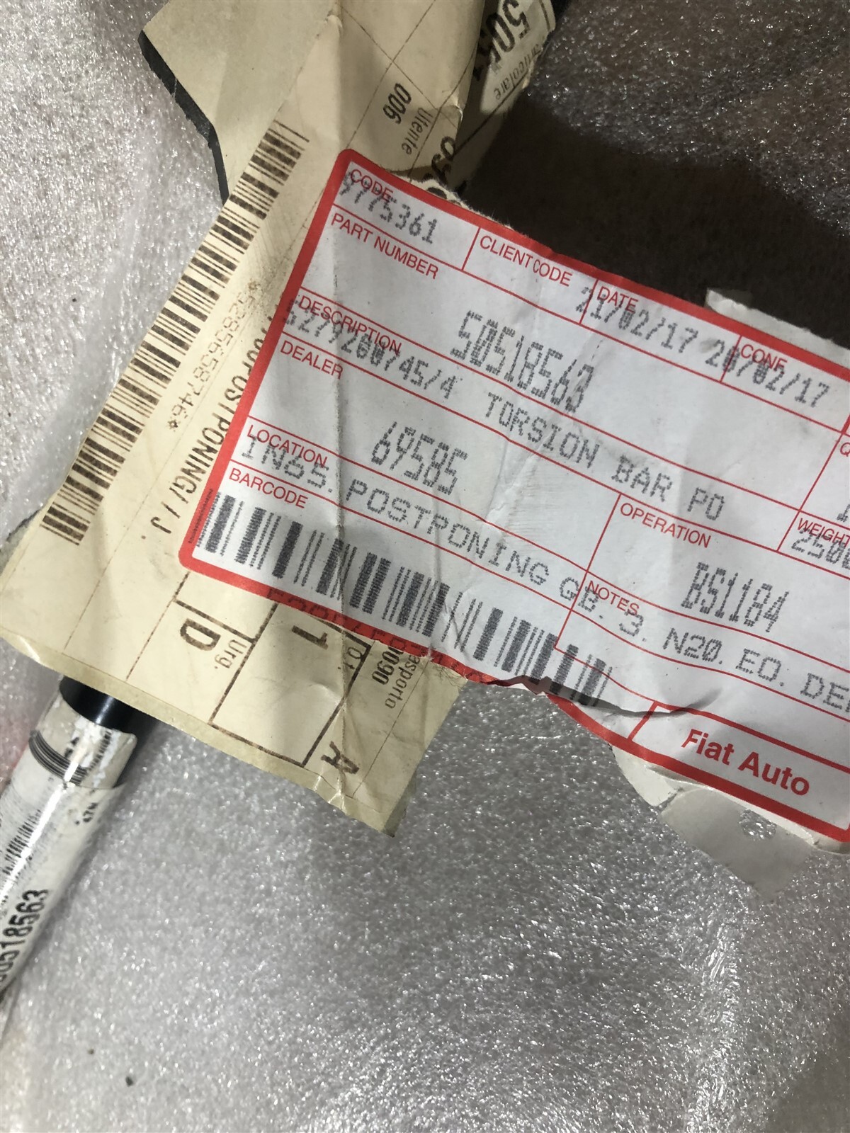 ALFA ROMEO GIULIETTA 940 2010> REAR STABILISER ANTI ROLL BAR !GENUINE