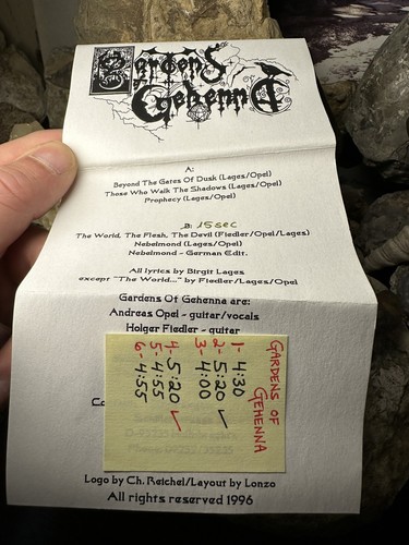 1996 PROMO GARDENS OF GEHENNA DEMO GOTHIC DEATH DOOM METAL CASSETTE RARE - Imagen 5 de 6